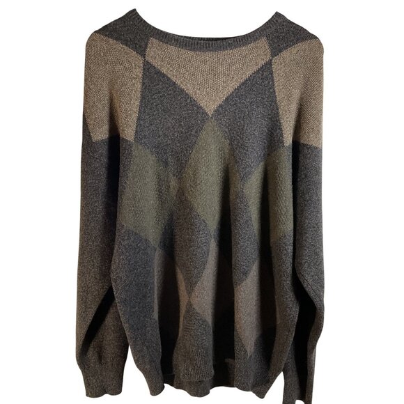 Vintage Clan Douglas Sz M 100% Cashmere Argyle Sweater Made In Scotland Oversize - Picture 2 of 5